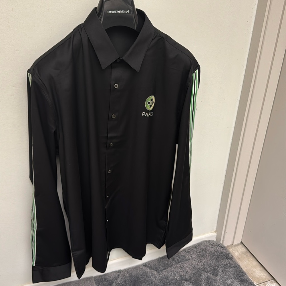 Men’s Paris logo Crystal slim fit  dress shirt Japan 5x =USA XL